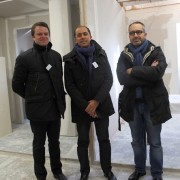 De gauche à droite : Sébastien Garcia, responsable service Formation Isover-Placo, Stephan Guenezan, Directeur Centre AFPA  Rennes et Willy Avignon, responsable Formation FFB 35.