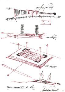 Croquis, maquettes, dessins, plans et films... illustrent l’histoire de la BnF. [©Dominique Perrault architecte/Adagp]