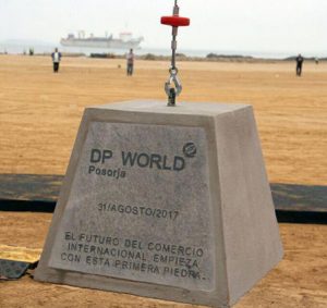 La première pierre du projet DP World Posorja, en Equateur. [©DR]