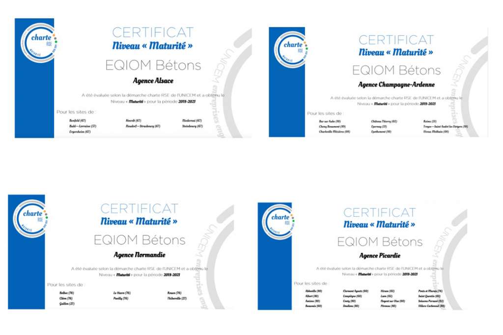 Quatre nouvelles certifications “Charte RSE” pour Eqiom Bétons. [©Eqiom]