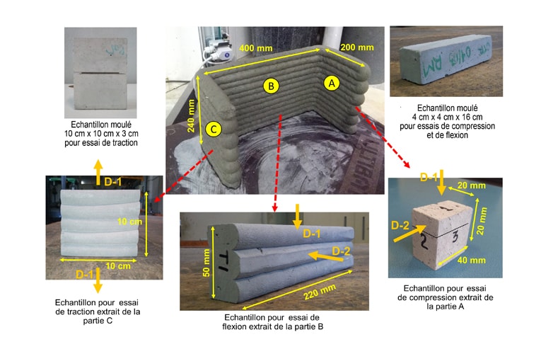  Echantillons de béton imprimé et moulé. [©Insa Toulouse]