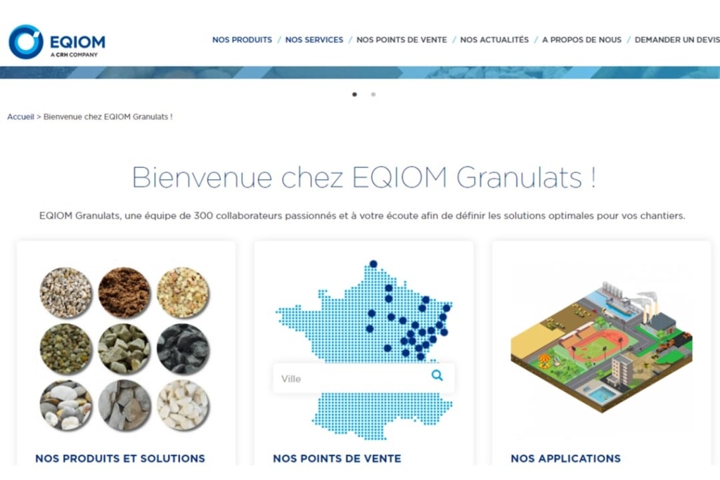 Eqiom met en ligne son site Internet dédié à son activité “granulats”, né d’un travail collaboratif. [©Eqiom]