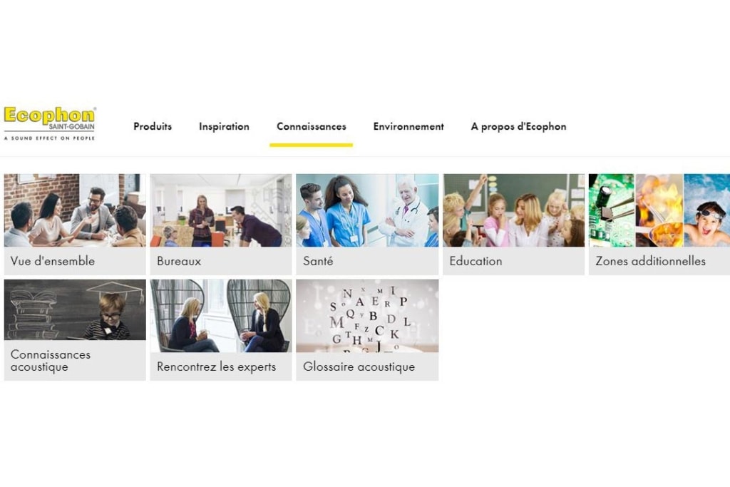 Ecophon fait évoluer son site Internet, avec deux nouvelles rubriques : “Connaissances acoustiques” et “Rencontrez nos experts”. [©Ecophon]