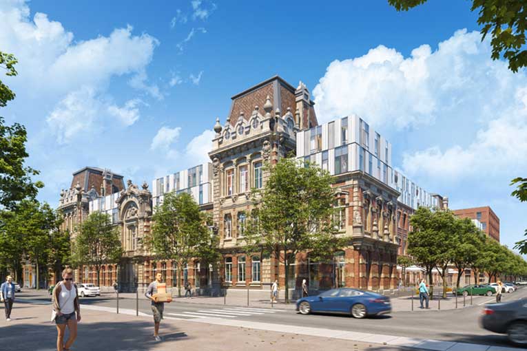 Le chantier de la restructuration du lycée Jean Macé, à Lille (59) en logements fait partie des chantiers, qui repartent de manière progressive. [©SaisonMenu & associés]