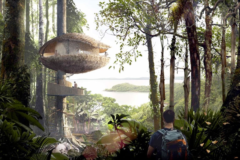 Au Panama, Baca Architects s’est inspiré des cabosses de cacao pour donner vie aux Biku Treehouses. [©Baca Architects]