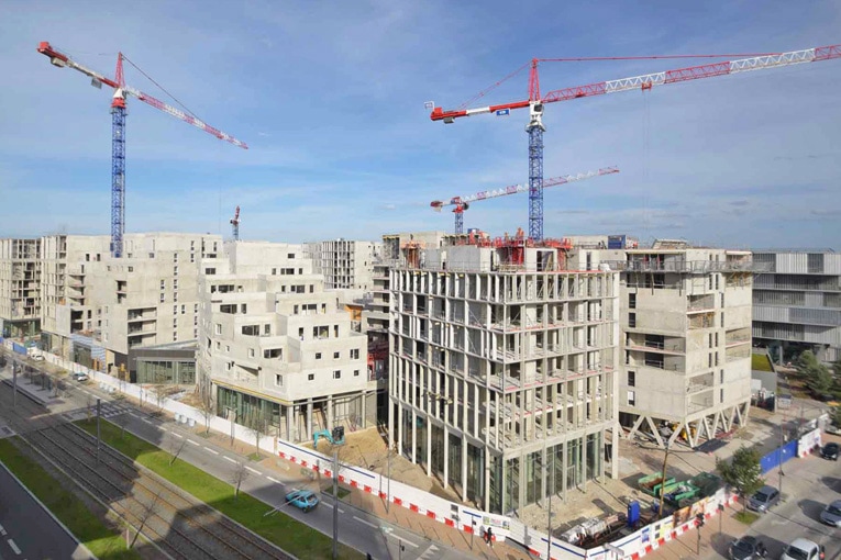 La gamme Doka a été utilisée à chaque niveau de la construction de l’ensemble Ginko. 