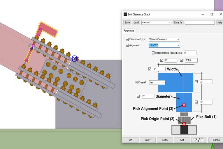 L’application “Bolt Clearance Check” de Tekla Structures vérifie s’il y a assez d'espace pour assembler les boulons. [©Trimble]