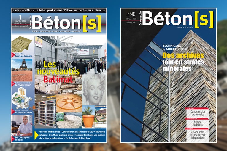 Quinze années séparent les couvertures du n° 1 et du n° 90 de Béton[s] le Magazine. [©ACPresse]