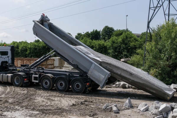 La benne Cembox est conçue pour réceptionner les retours de béton, de mortiers et même de chapes fluides.  [©Cembox]  