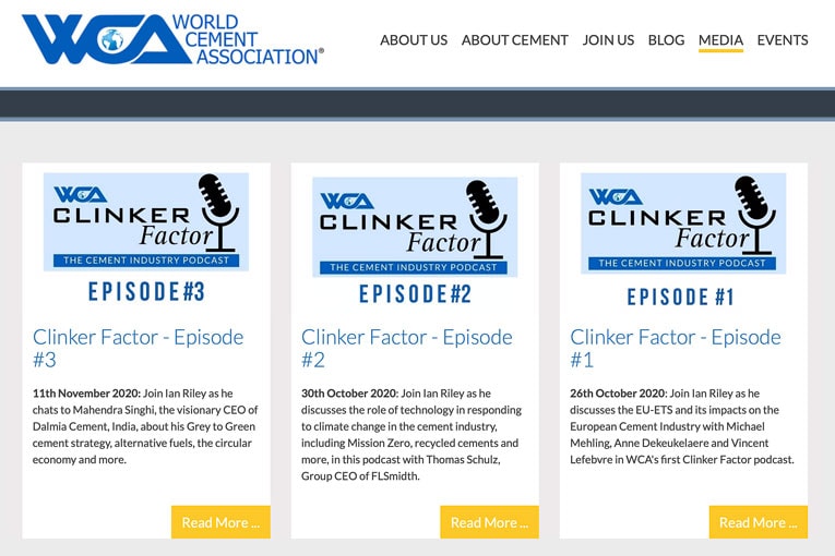Podcasts “Clinker Factor” accessible sur le site de la WCA.