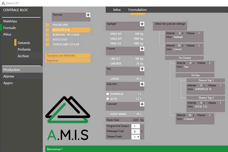 La solution globale Prefamis permet la gestion de la production des sites de préfabrication. [©Amis]