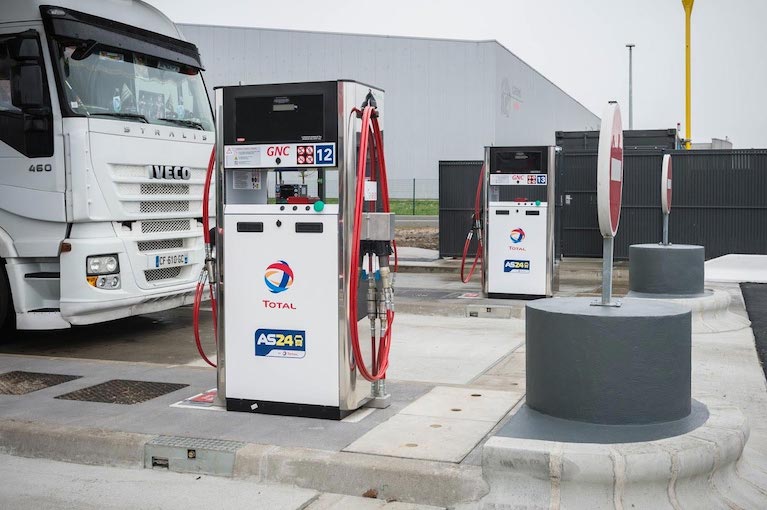 Total a ouvert la plus grande station de GNV de France, à Gennevilliers (92). [©Total]