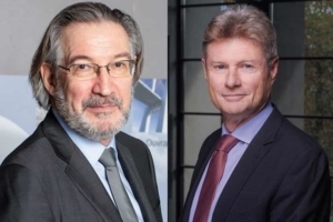 A gauche, Philippe Gruat, président de la Fib et de la Filière Béton. A droite, Jean-Marc Goldberg, président du SNBPE. [©Fib, ACPresse]