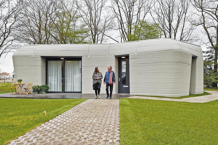 Aux Pays-Bas, Saint-Gobain a livré sa première maison imprimée en 3D béton. [©Saint-Gobain]