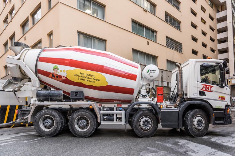 La flotte d’Ecotrans roule au B100, avec une moyenne de 5 000 km/an, et des moteurs sollicités par les toupies 1 700 h/an. [©Fred Boyadjia]