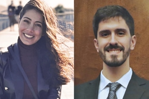 Sara Al Haj Sleiman, vainqueur du prix RSE et Christian Marcelo Martín, lauréat de la catégorie innovation technologique