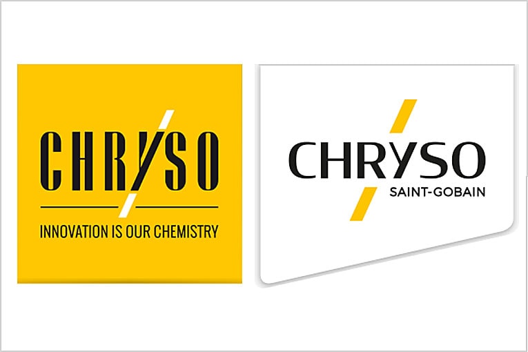Début décembre, Saint-Gobain a dévoilé le nouveau logo de Chryso. A gauche, l’ancienne identité visuelle. [©Saint-Gobain]