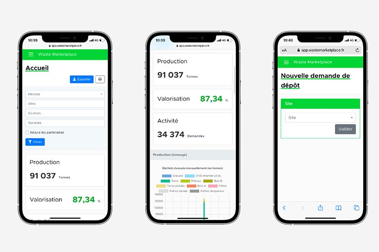 Les utilisateurs de Waste Marketplace peuvent gérer et suivre le traitement de leurs déchets via une application. [©Waste Marketplace]