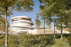 La Cité des vins et des climats de Beaune s’élance sur une hauteur de 24 m et accueillera un espace d’exposition, l’école des vins, des bureaux, un bar et une terrasse panoramique. [©Siz-Ix]