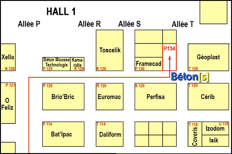 Béton[s] le Magazine. Plan du stand dans le Hall 1.