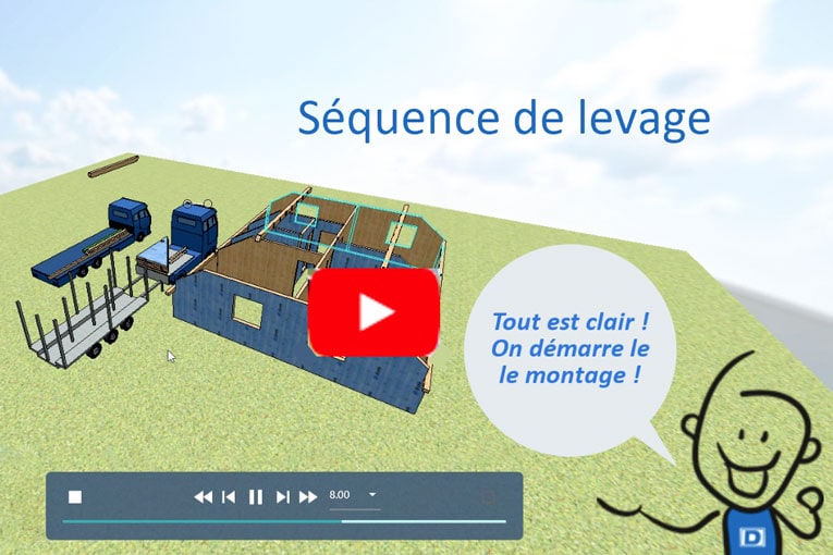 Le module “Séquence de levage” est enregistré dans la CAO-FAO 3D Dietrich's France pour la construction bois. [©Dietrich’s France]