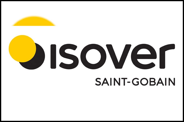 Sur ce nouveau logo d’Isover, plus moderne et épuré, les deux cercles symbolisent les rouleaux de laine de verre. [©Isover]
