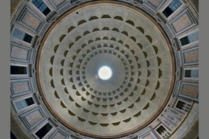 Le célèbre Panthéon de Rome, qui possède le plus grand dôme en béton non armé du monde et qui a été inauguré en 128 après J.-C., est toujours intact. [©Architas/Wikipédia]