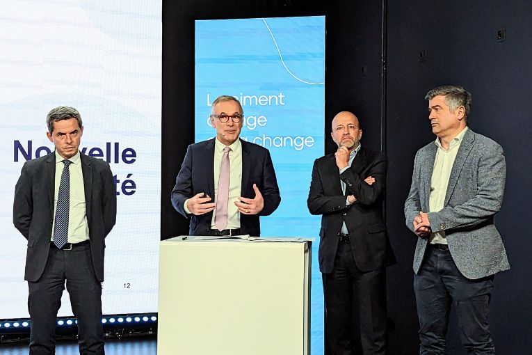 De gauche à droite : Didier Petetin de Vicat, Bruno Pillon de France Ciment, Roberto Huet d'Eqiom et François Petry de Lafarge. [©ACPresse]