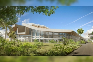 Représentant 13 200 m2 de surfaces horizontales, la nouvelle aérogare Ouest de l’aéroport Roland Garros compte accueillir 3 M de passagers par an à l’horizon 2030. [©ARRG]