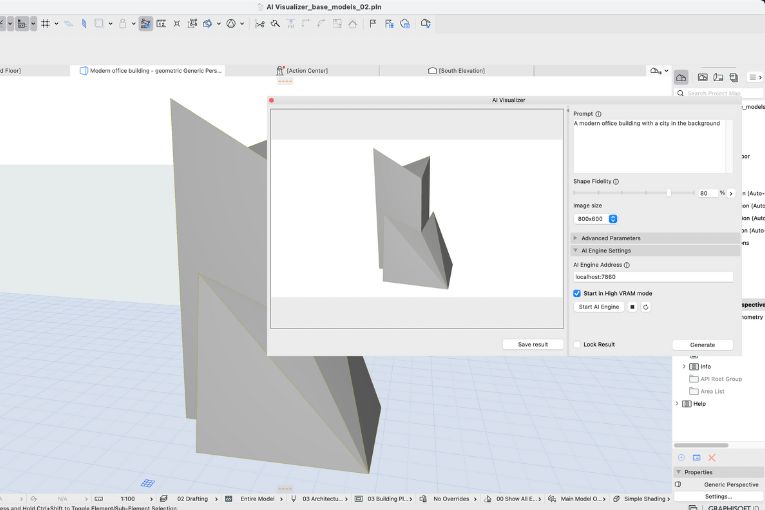 Grâce à l’outil d’intelligence artificielle (IA) AI Visualizer, les utilisateurs du logiciel Archicad de Nemetschek peuvent générer de multiples visualisations de la conception sans les modéliser en 3D. [©Nemetschek]