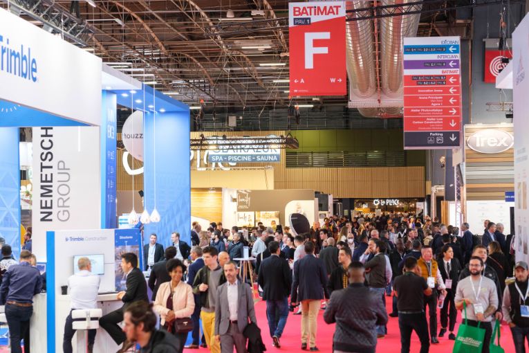 Le salon Batimat organisé au sein des pavillons 1, 4, 5, 6 et 7 enregistre 706 exposants, dont 36 % de nouveaux venus. [©Mondial du Bâtiment]