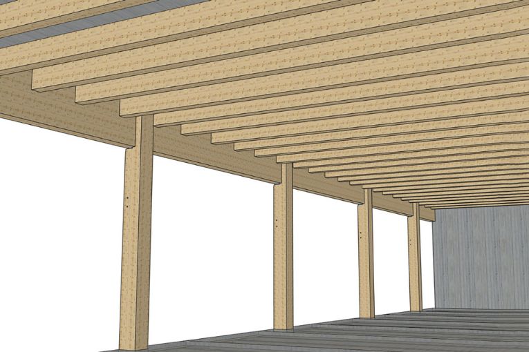 Plancher mixte bois-béton développé par Timberium. [©Timberium]
