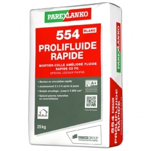 Le 554 Prolifluide Rapide Blanc, le nouveau mortier-colle signé Parexlanko. [©Parexlanko]