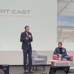 Dans l’ancienne Halle Freyssinet, à Paris, lors des rencontres annuelles de l’industrie cimentière, plusieurs start-up ont pris la parole pour présenter leurs activités. [©ACPresse]