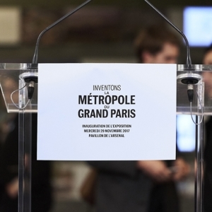 Au Pavillon de l'Arsenal, exposition consacrée aux 153 projets urbains innovants, dans le cadre “Inventons la Métropole du Grand Paris”. [©MGP]